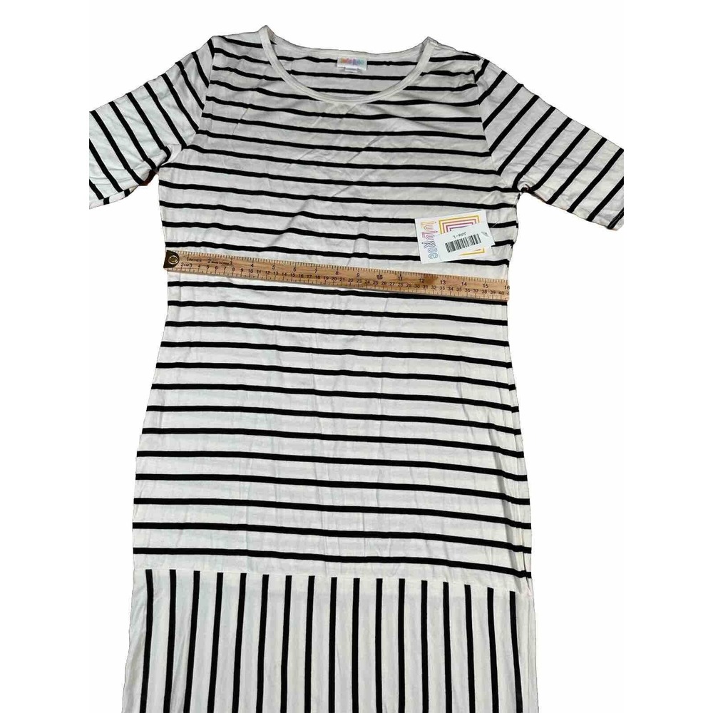 Lularoe Julia White Black Striped Short Sleeve Dress Women’s Size Large‎ Mixed - Picture 4 of 8